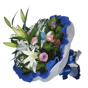 Flower bouquet for newborn baby boy to Mitera maternity
