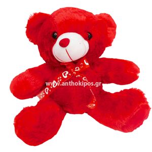 Teddy bear all in red with white noise