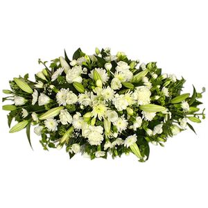 Flower arrangement in white shade for funeral