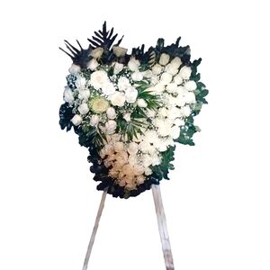 Funeral flowers heart wirh arrangement