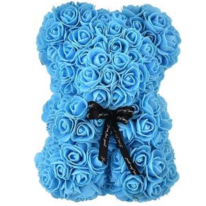 Rose Bear with light blue roses (40cm)