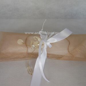 Μπομπονιέρες Γάμου, μοναδική μπομπονιέρα με μαντήλι οργάντζας και λουλούδι
