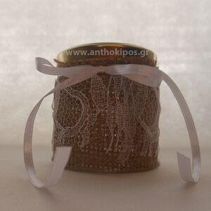 Wedding Favors, vintage favor with glass jar with burlap and lace