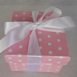 Christening Favor with pink polka dot box