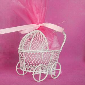 Christening Favor with white trolley