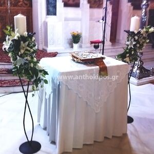 Wedding Candles with white flowers on iron bases