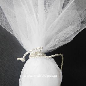Μπομπονιέρα Γάμου ολόλευκη με κορδόνι και μοναδικό δέσιμο