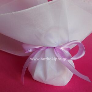 Wedding Favor with white scarf and lilac ribbon