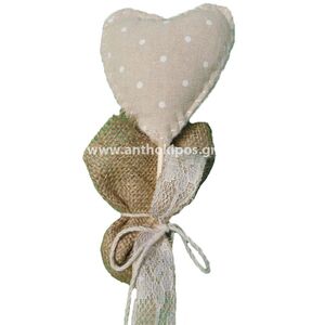 Wedding Favors, vintage heart in burlap stick