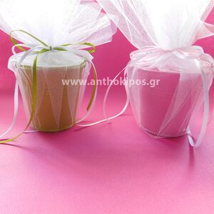 Christening bonbonniere beautiful pot in various colors wrapped in tulle
