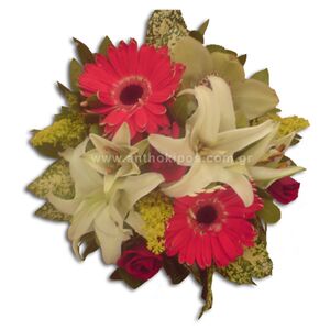 Flower arrangement in white-red color