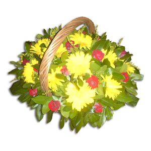 Flower arrangement in yellow-red color