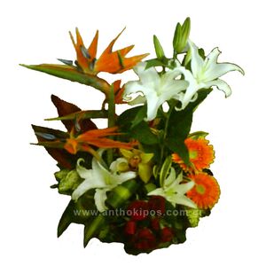 Flower arrangement in white-orange shade