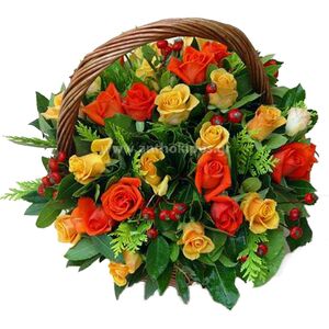 Flower arrangement with colorful roses