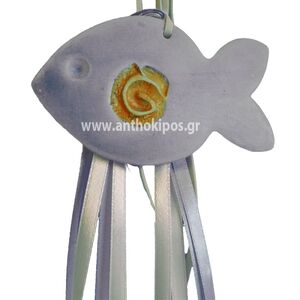 Christening Favor blue fish with wonderful ribbons