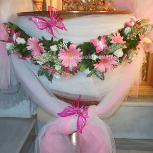 Βάπτιση για Κορίτσι - Γιρλάντα για την κολυμπήθρα με λουλούδια και πεταλούδες