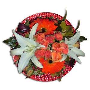 Flowers in platter for table