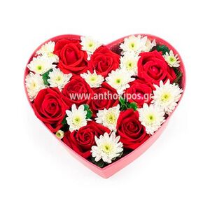 Beautiful flowers in red heart