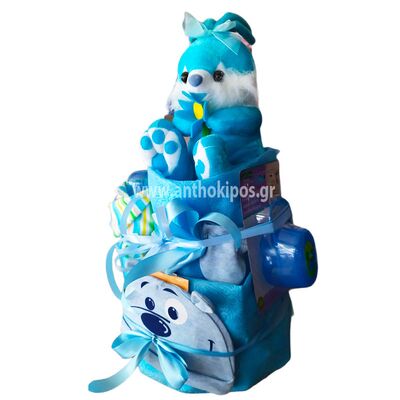 Cake with diapers for newborn baby boy