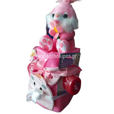 Cake with diapers for newborn baby girl