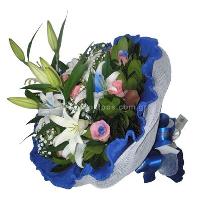 Flower bouquet for newborn baby boy to Alexandra maternity