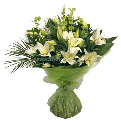 Flower bouquet in white shade for funeral