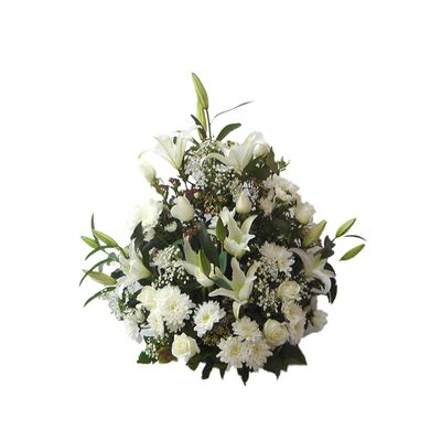 Flower arrangement in white shade for funeral