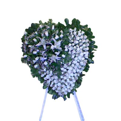 White funeral flowers heart with roses