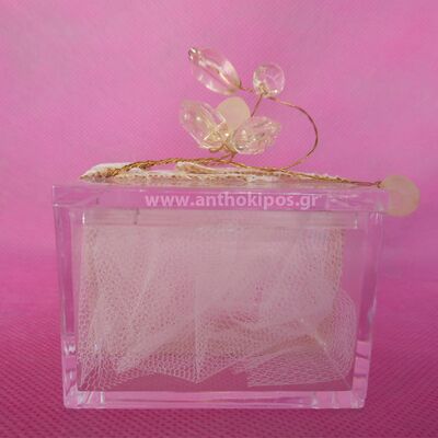 Wedding Favor, transparent-plexiglass box combined with flowers