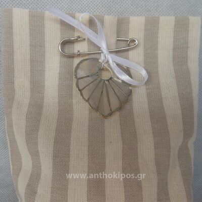 Wedding Favor striped pouch with nanny heart