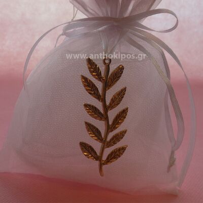 Wedding Favors, white pouch wth olive branch