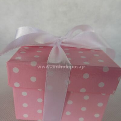 Christening Favor with pink polka dot box