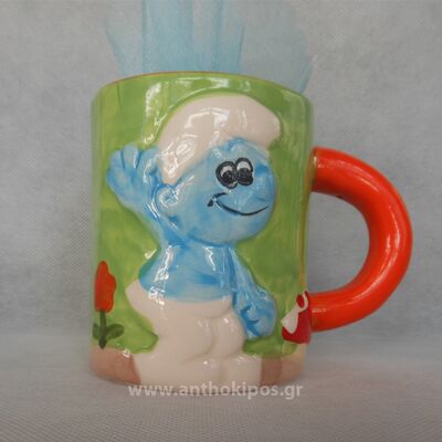 Christening Favor children cup with smurf