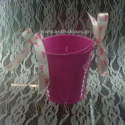 Christening Favor metallic pink bucket