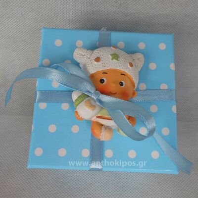 Christening bonbonniere blue box together with baby magnet