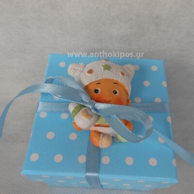 Christening bonbonniere blue box together with baby magnet
