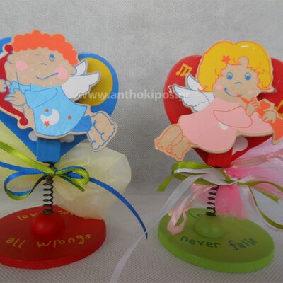 Christening favors with wooden happy clips