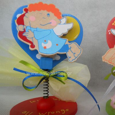 Christening favors with wooden happy clips