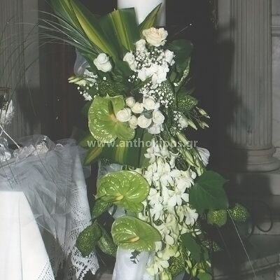 Λαμπάδες Γάμου με λουλούδια και φυλλώματα εισαγωγής