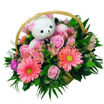 Flower arrangement for newborn baby girl