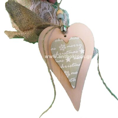 Wedding Favors, vintage bonbonniere with wooden heart, burlap and lace