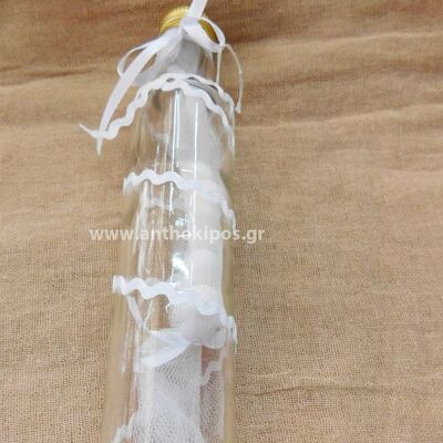 Wedding Favors, special bonbonniere, with glass bottle containing tulle candies