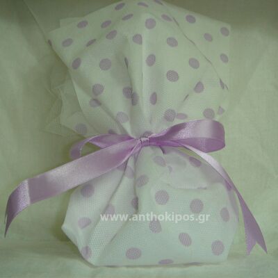 Christening Favor with happy polka dot fabric