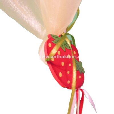 Baptism Favor with hanging strawberries