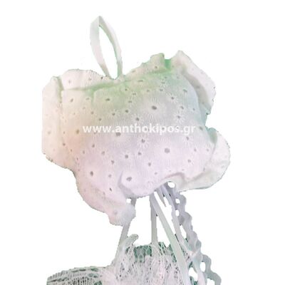 Baptism Favor with hanging pillow white butterfly