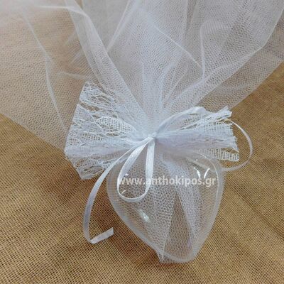 Wedding Favors, unique favor with tulle, lace and  transparent heart