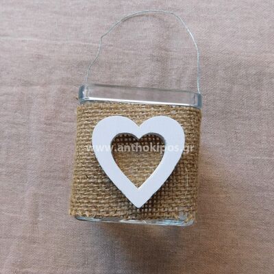 Wedding Favors, wedding favor glass lantern with burlap and decorations