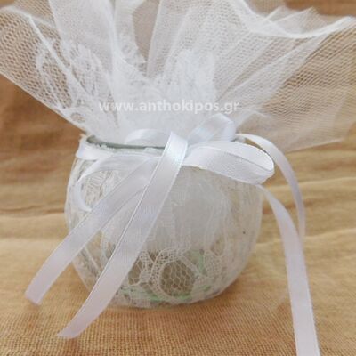 Wedding Favor, unique with glass-lace tealight pot