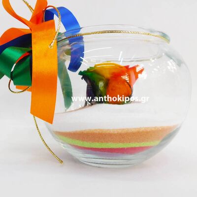 Rainbow rose that live for ever in fish ball