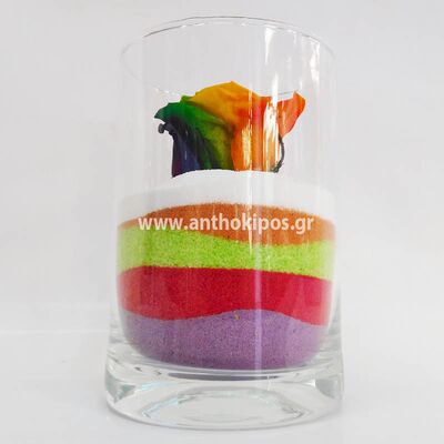 Rainbow rose that live for ever in glass